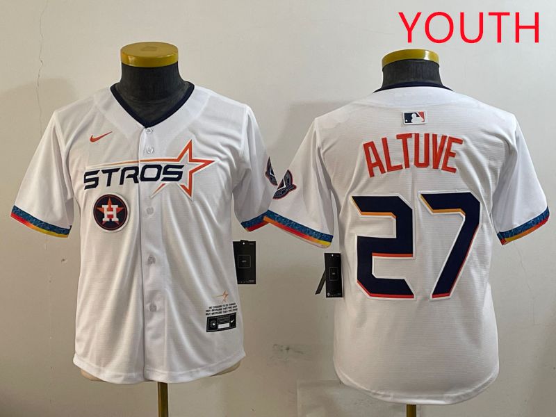 Youth Houston Astros 27 Altuve White Fourth generation Joint Name 2025 Nike MLB Jersey style 10
